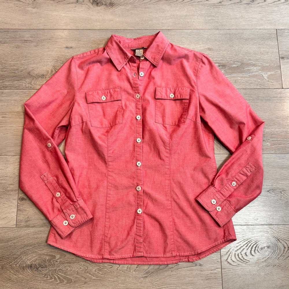 Duluth Trading Button Down Shirt‎ Top Size Small S Coolmax Pink Cotton Blend